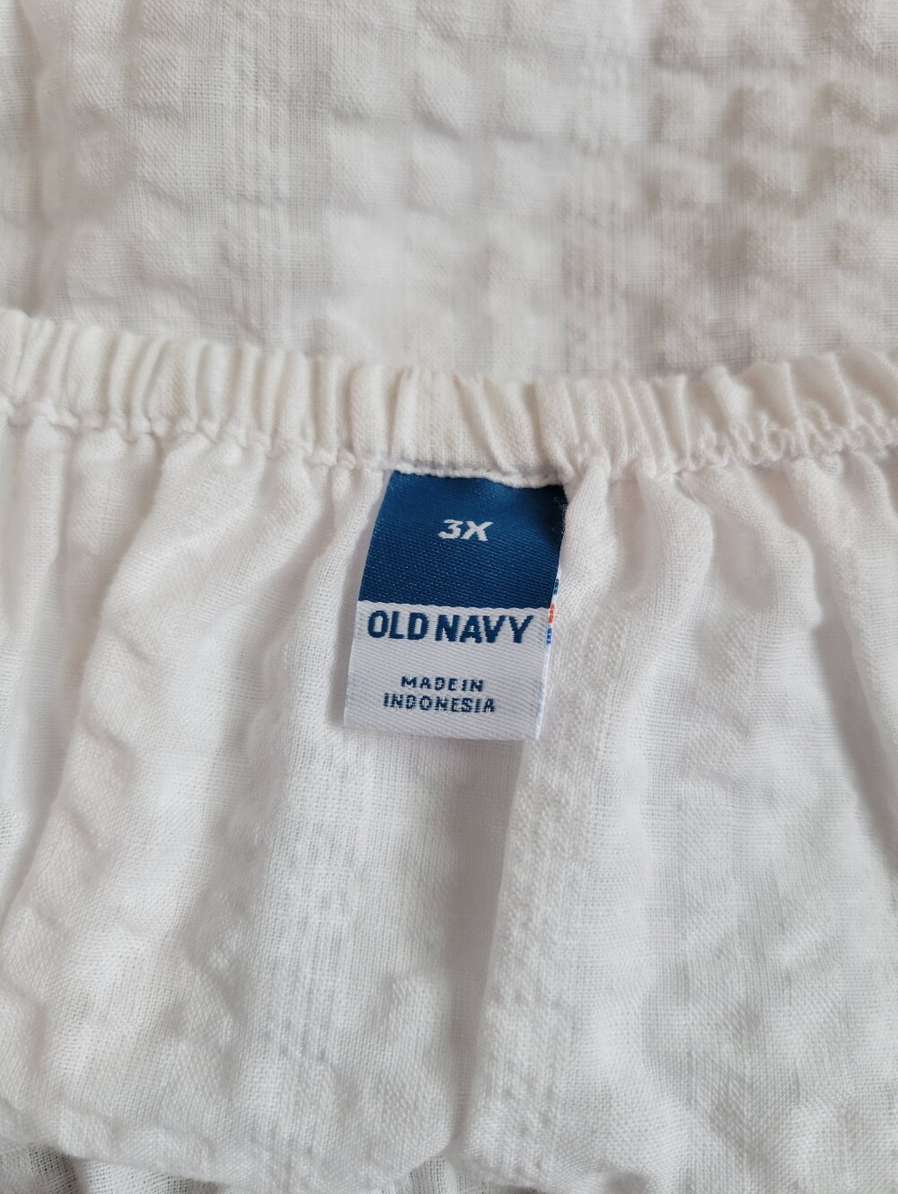 Old Navy Cotton White Puff-Sleeve Seersucker Babydoll Swing Blouse Plus Size 3x - Picture 7 of 8